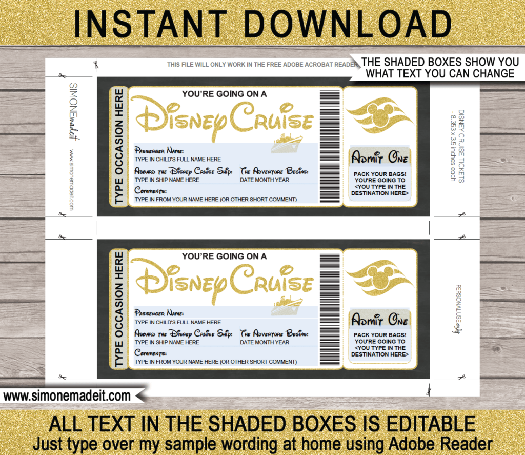 Disney Cruise Printable Ticket