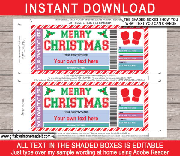 Christmas Boxing Ticket Template Boxing Membership Gift Voucher