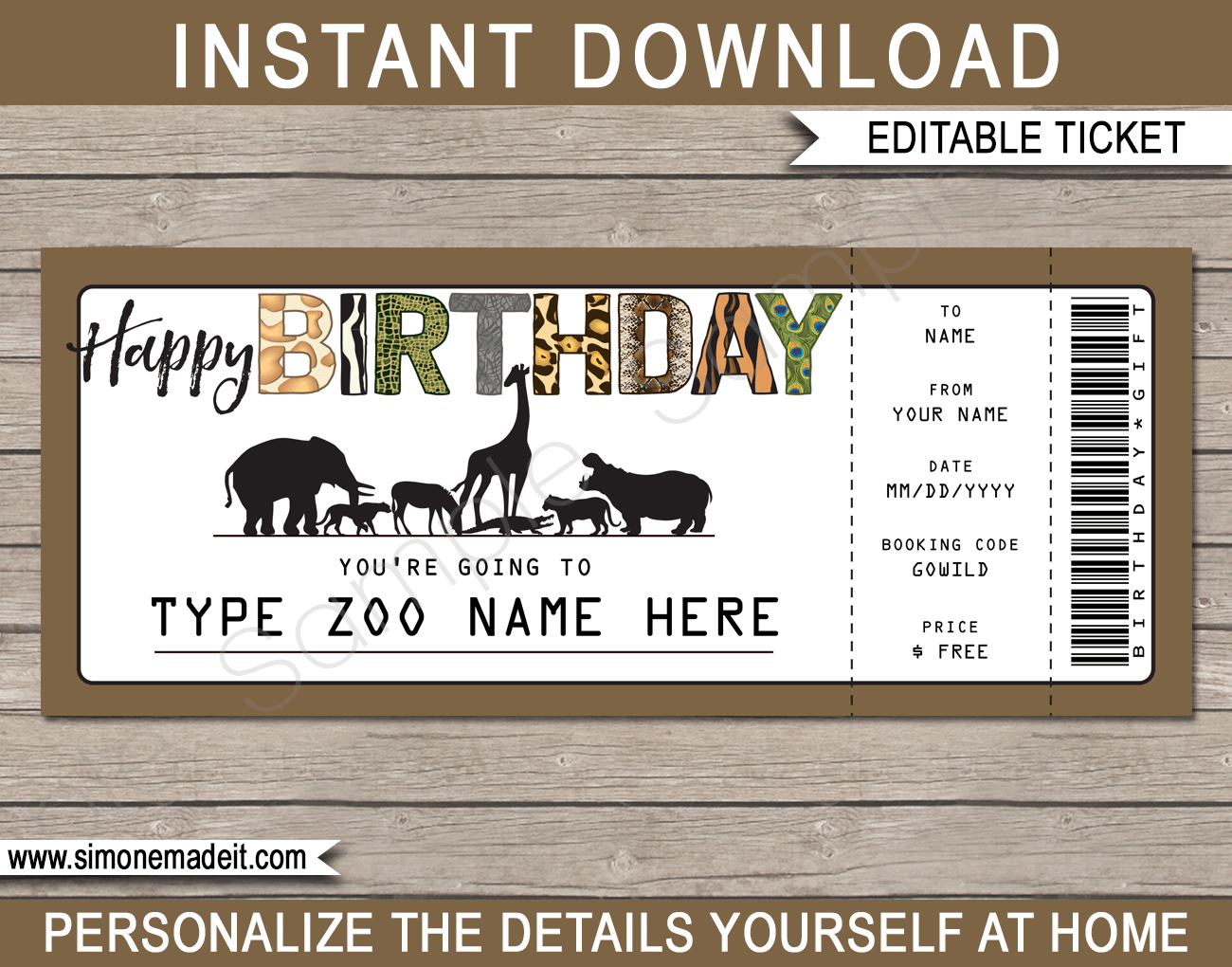 Free Printable Zoo Ticket Template