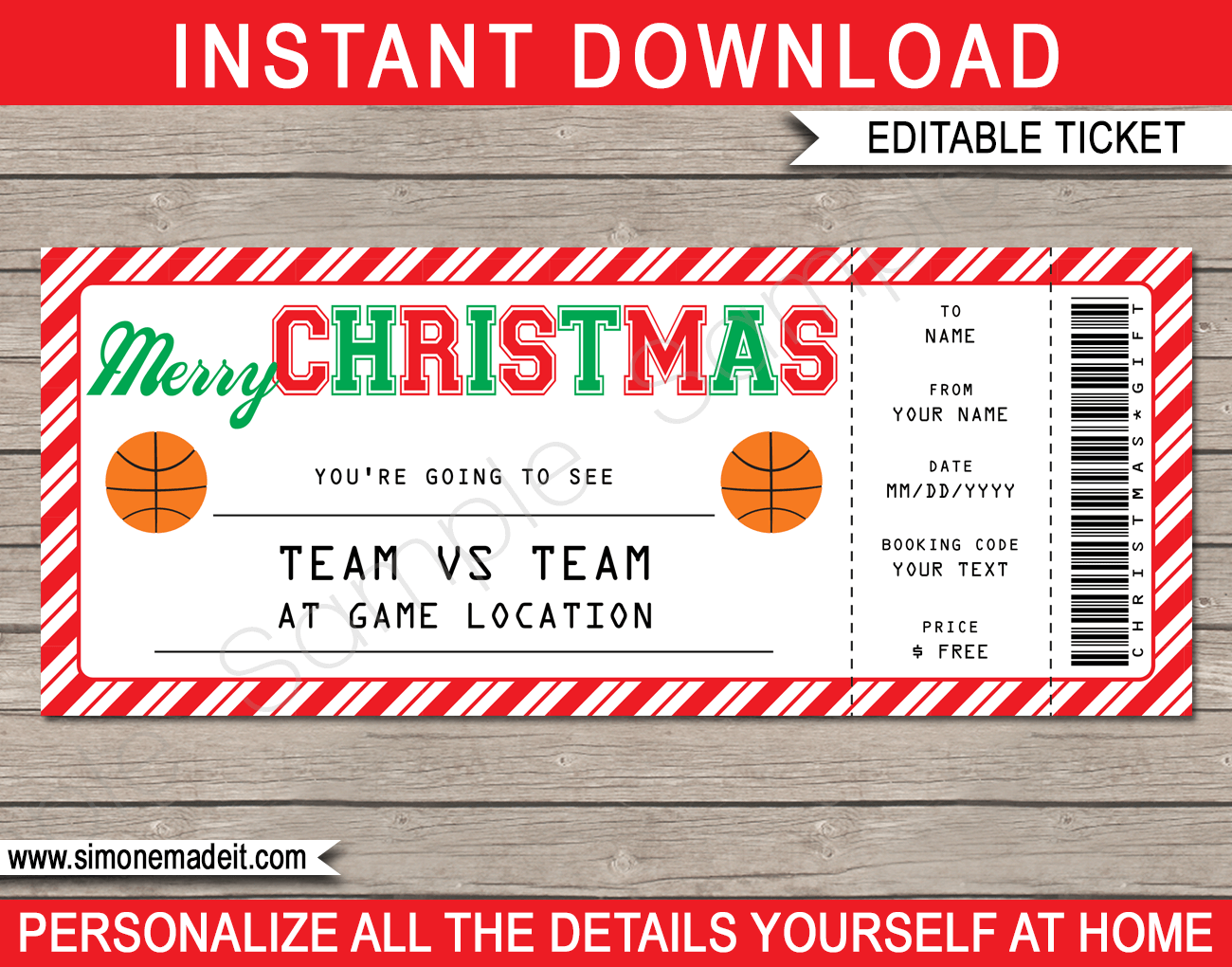 Christmas Basketball Ticket Gift Voucher