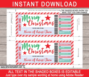 Christmas Concert Ticket Gift Voucher Template | Surprise Concert Tickets