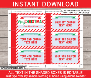 Printable Christmas Coupon Book Template | DIY Personalized Coupons