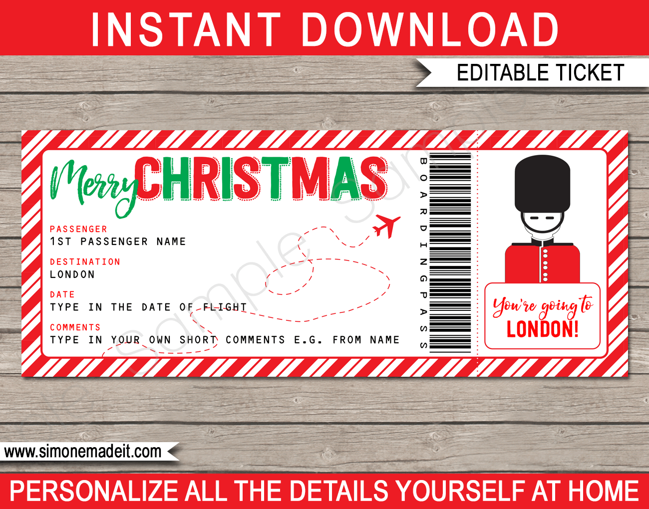 Free Printable Airline Ticket Template For Gift