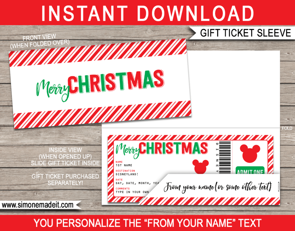 Christmas Gift Ticket Sleeve | Editable & Printable Envelope Template