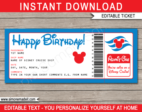 Printable Travel Ticket Gift Template | Surprise Vacation Reveal