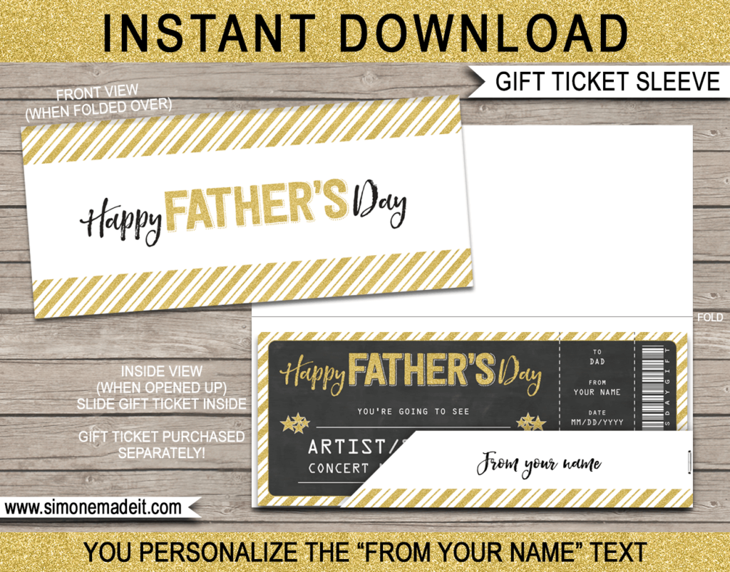 Father's Day Gift Voucher Sleeve Template | Printable Ticket Envelope