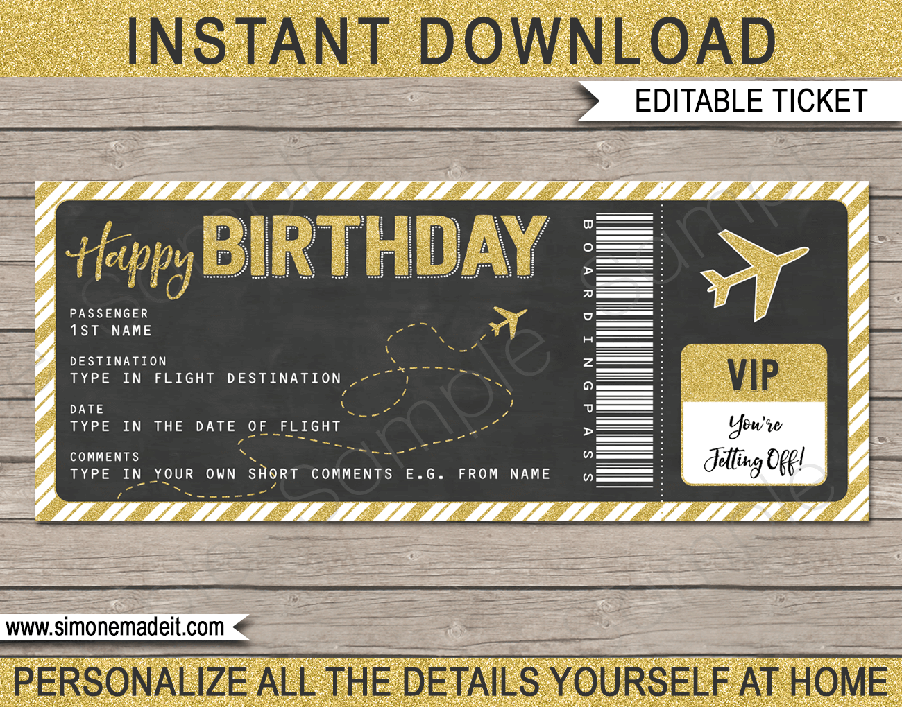Flight Ticket Template For Gift
