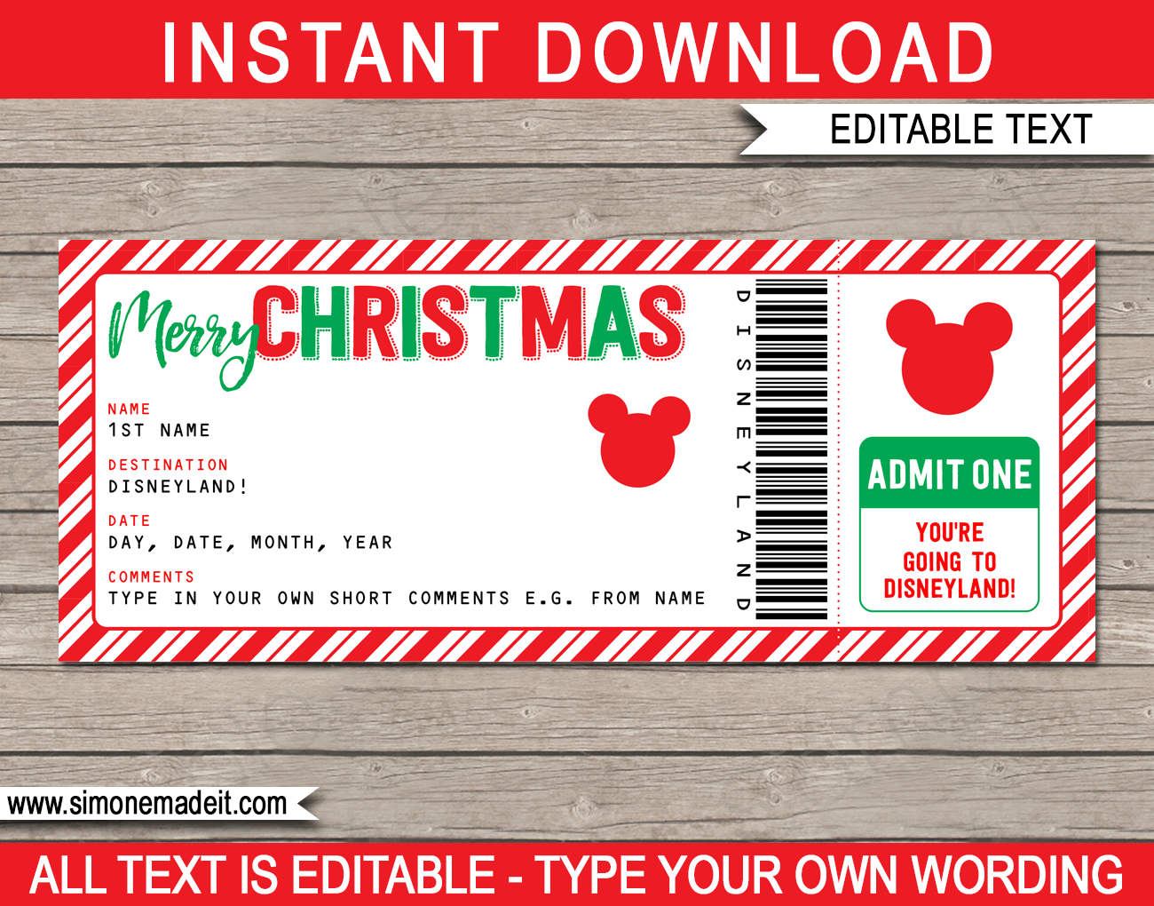 Free Printable Disneyland Ticket Template