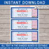 LA Dodgers Game Ticket Gift Voucher  Printable Surprise Baseball Tickets