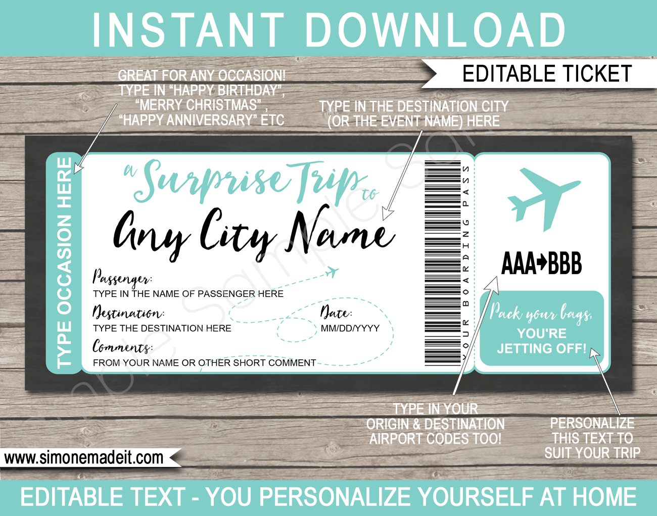 Printable Airline Ticket Printable World Holiday