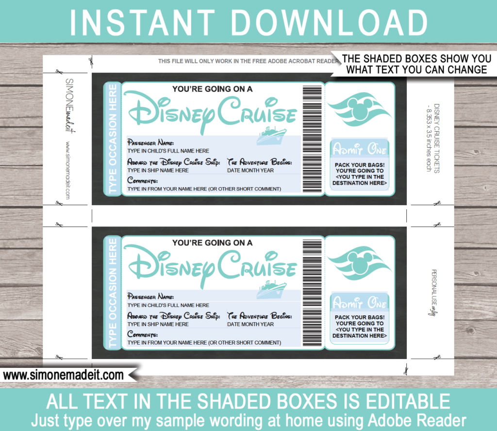 Surprise Disney Cruise Boarding Pass Template | Printable Disney Cruise ...