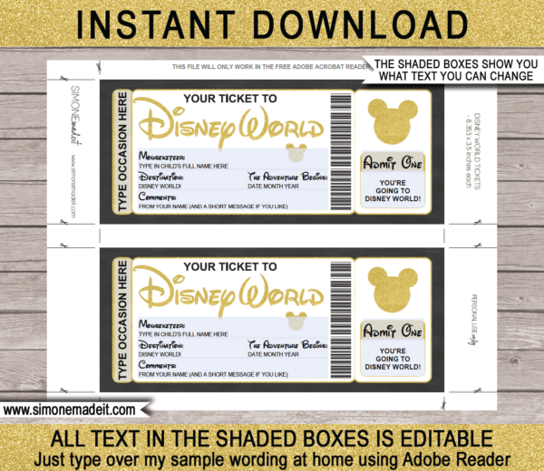 Disney World Trip Printable Template | Surprise Disney Trip Reveal ...