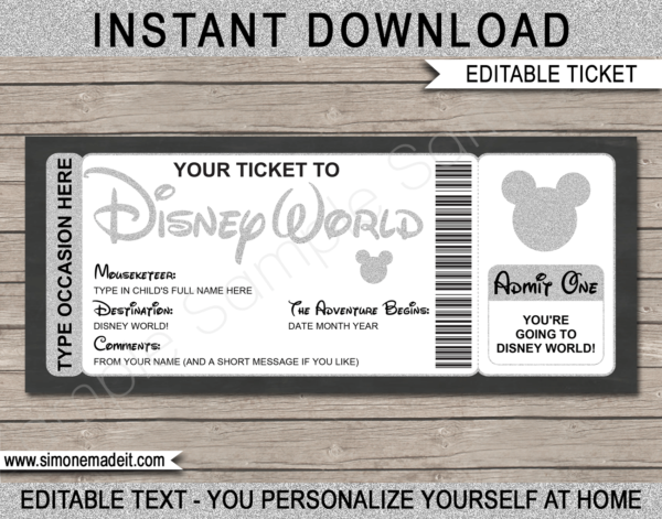 Disney World Trip Printable Template | Surprise Disney Trip Reveal ...