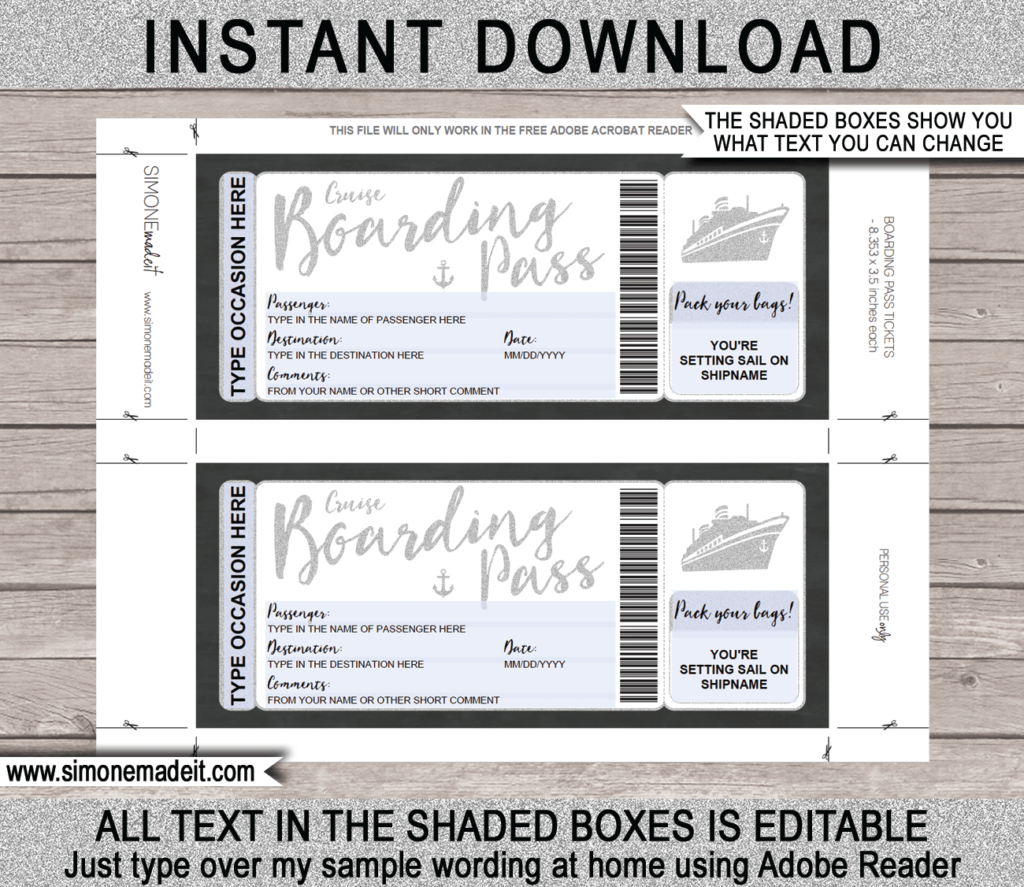 Surprise Cruise Boarding Pass Ticket Template | Surprise Cruise Reveal