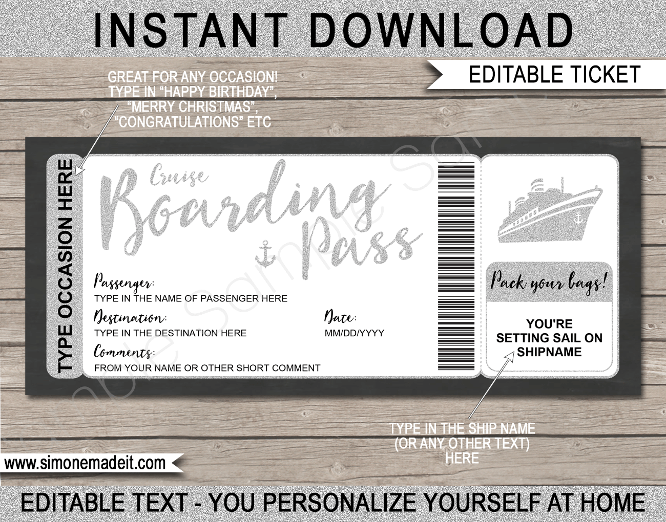 Surprise Cruise Boarding Pass Ticket Template Surprise Cruise Reveal