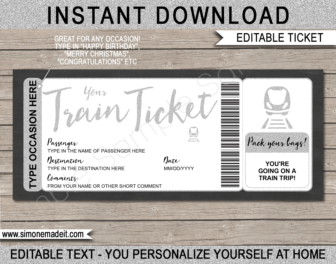 Editable Train Ticket Template