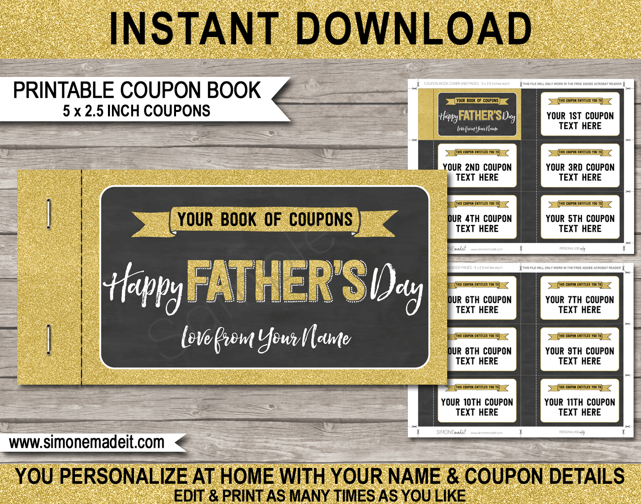 Printable Father s Day Coupon Book Template DIY Print At Home Coupons