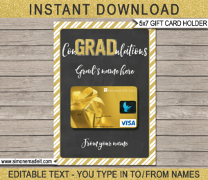 Printable Graduation Gift Card Holder Template | Custom Graduation Gift