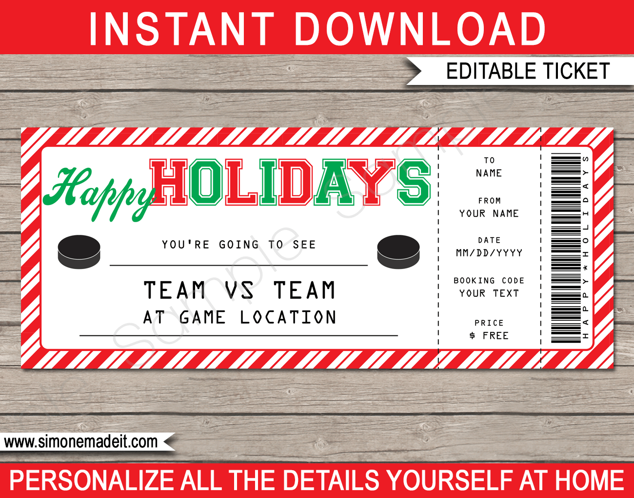 Printable Hockey Ticket Template