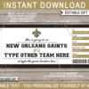 New Orleans Saints Game Ticket Gift Voucher