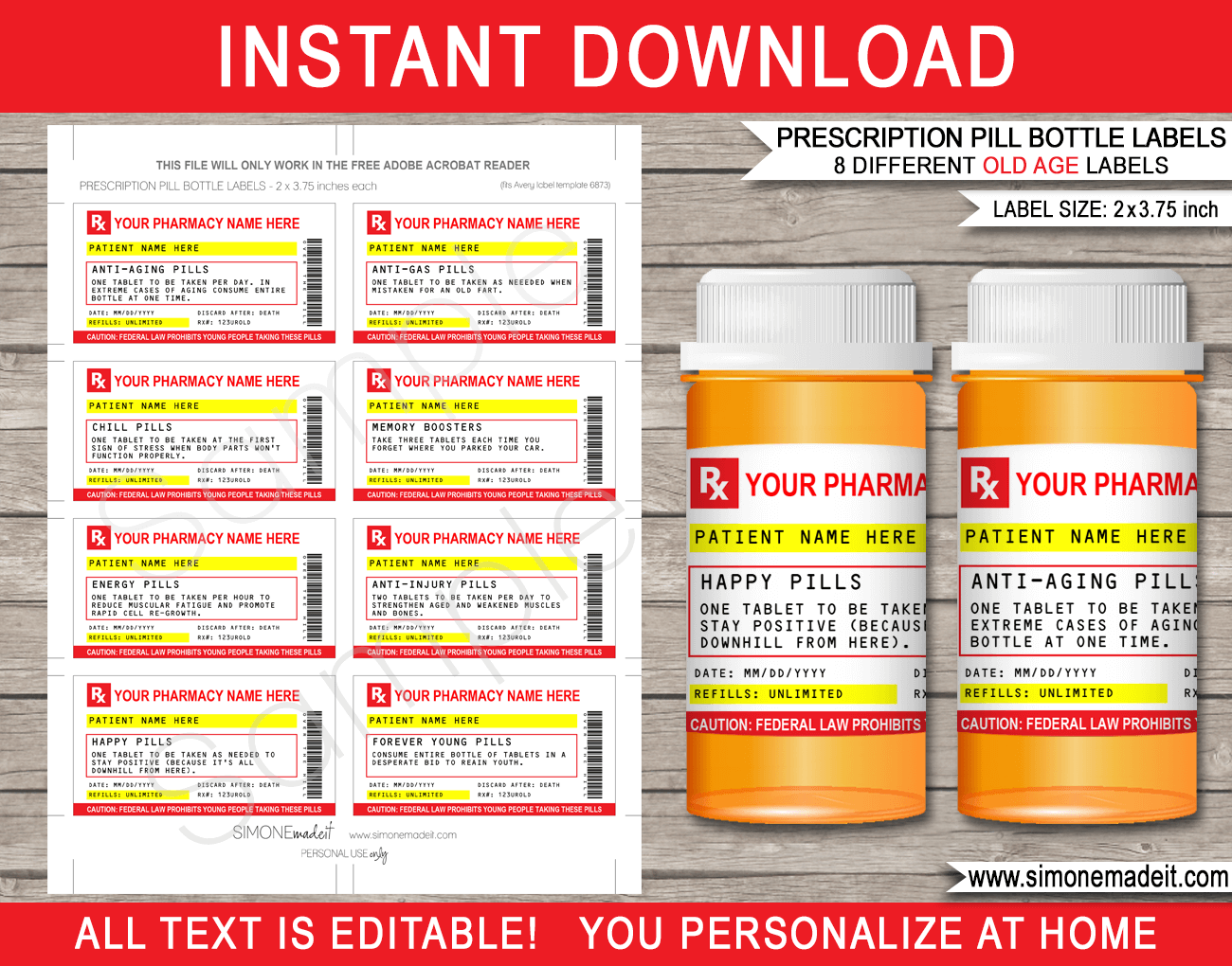 50th Birthday Pill Bottle Labels - Best Pictures and ...