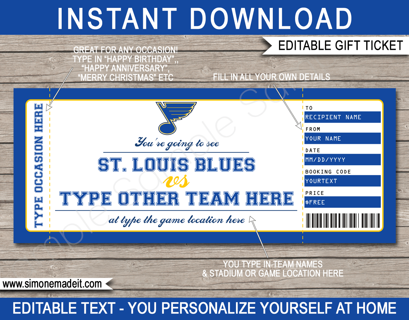 St. Louis Blues Game Ticket Gift Voucher