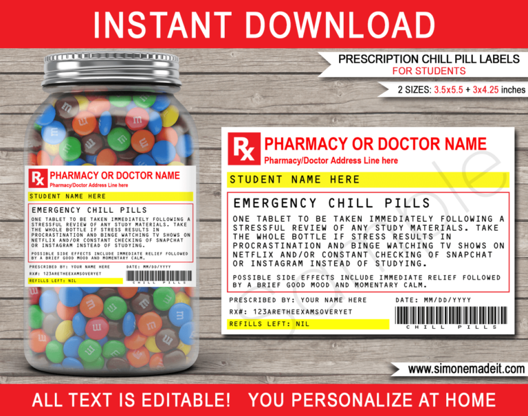 Funny Old Age Prescription Labels Template | Printable Gag Birthday Gift