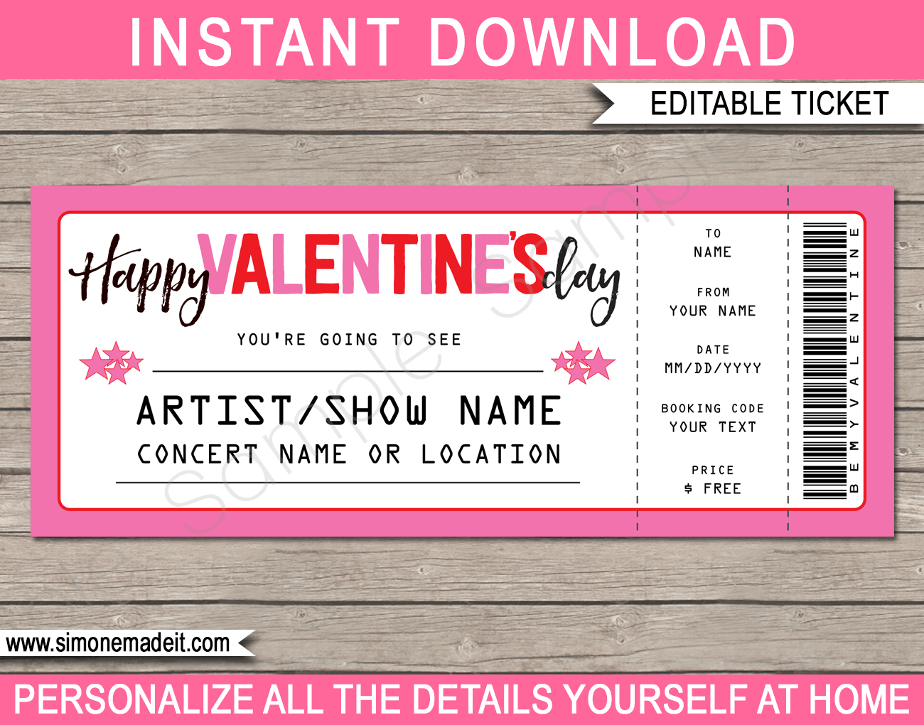 Printable Valentine Ticket Template Printable World Holiday