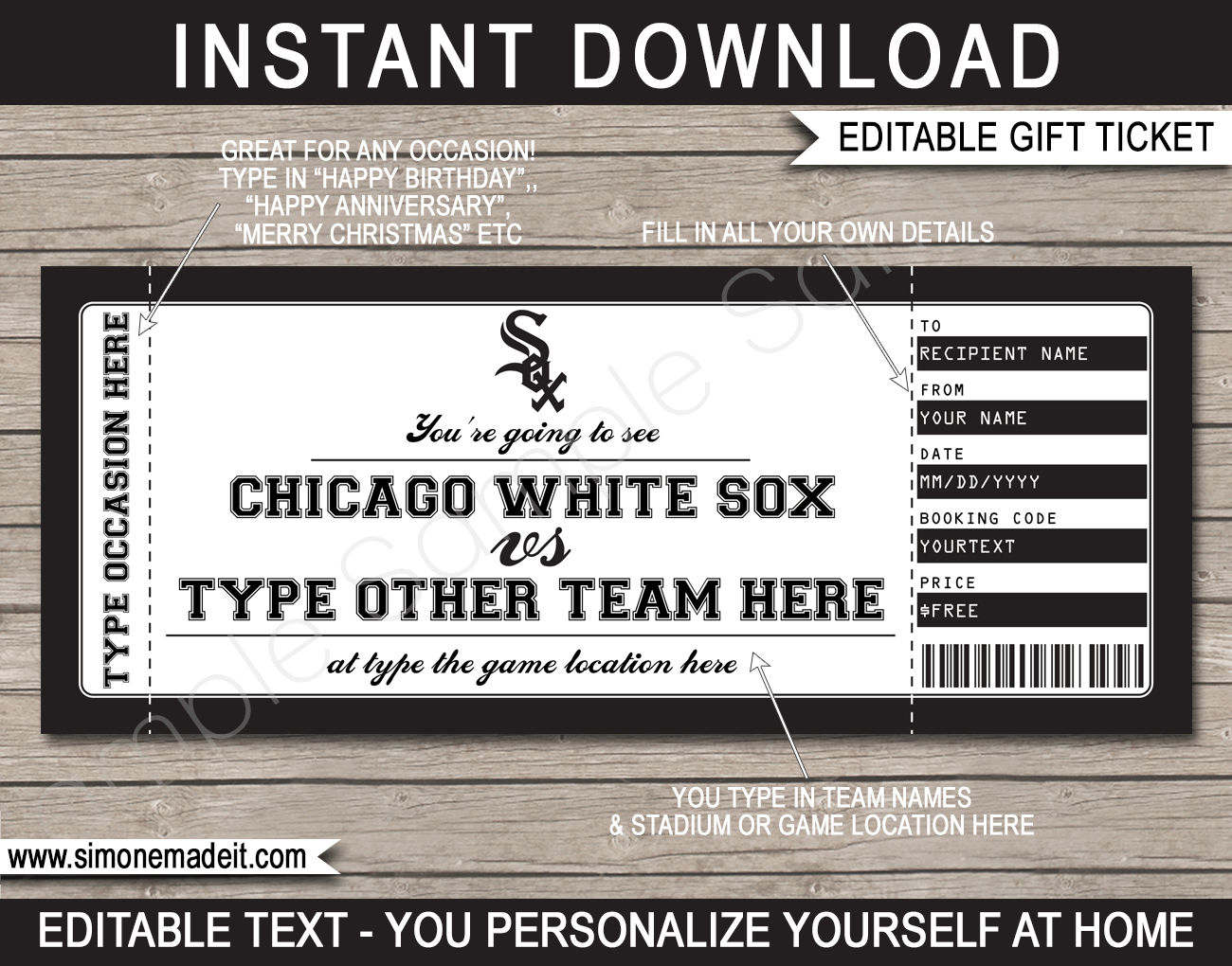 Chicago White Sox Game Ticket Gift Voucher