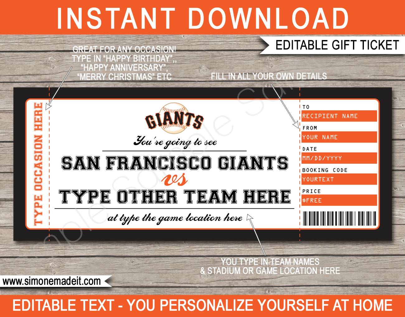San Francisco Giants MLB Gift Tickets 