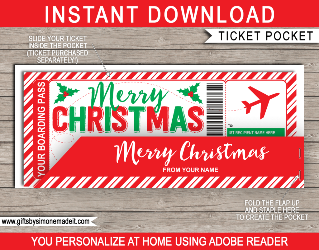 Christmas Gift Ticket Pocket Template 