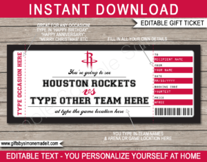Toronto Raptors Game Ticket Gift Voucher  Printable Surprise NBA  Basketball Tickets