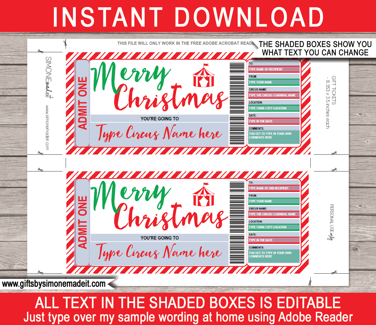 Blank Christmas Ticket Template