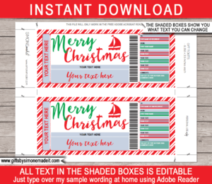 Christmas Sailing Lessons Gift Certificate Template | Sailing Gift Idea