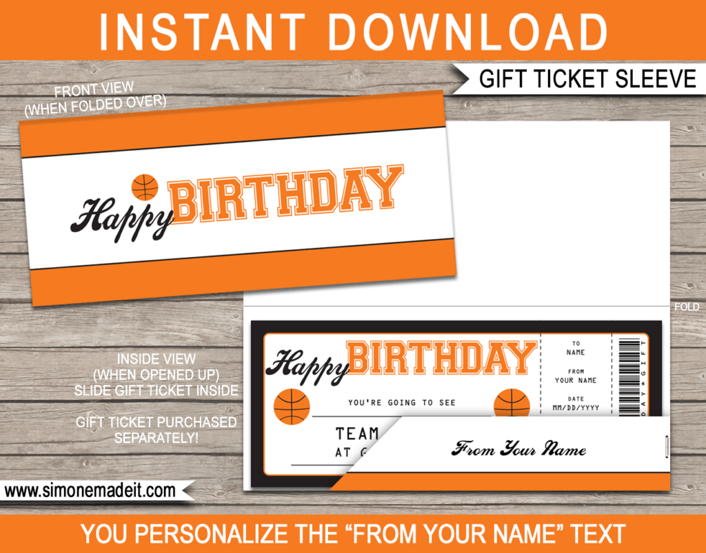 Birthday Sports Ticket Sleeve Template | Editable & Printable Envelope