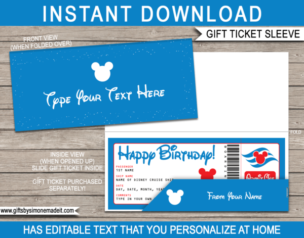 Disney Gift Voucher Sleeve Template | Editable & Printable Ticket Holder