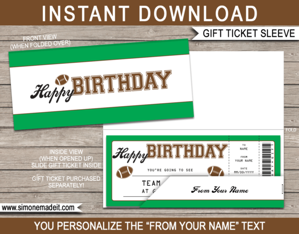 Birthday Sports Ticket Sleeve Template | Editable & Printable Envelope