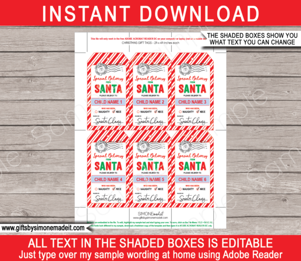 Christmas Santa Gift Tags Printable Template | Special Delivery North Pole