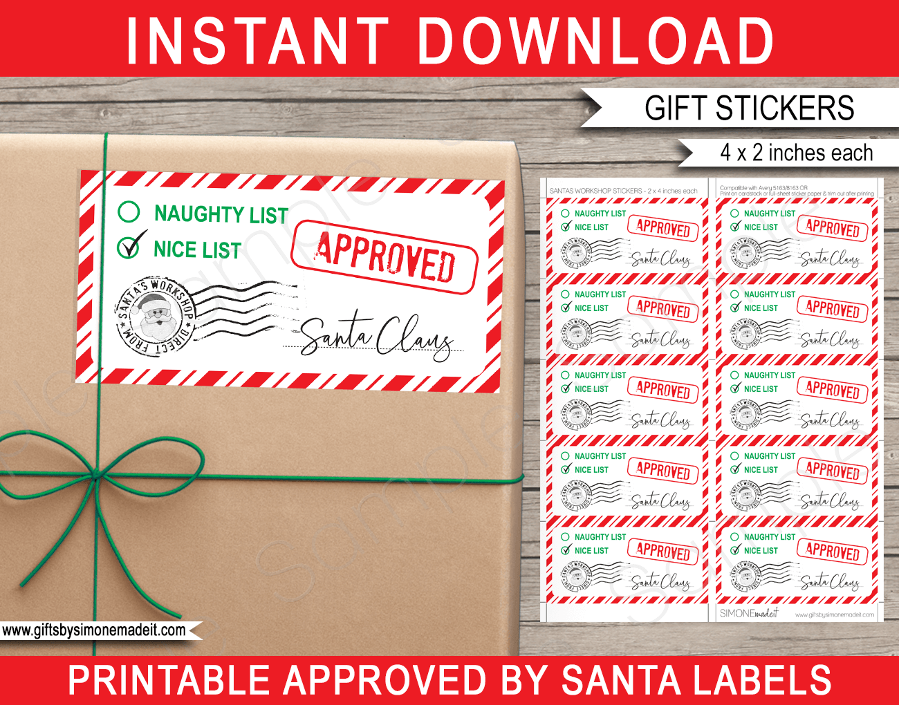 Nice List Printable Christmas Gift Tags (Instant Download)
