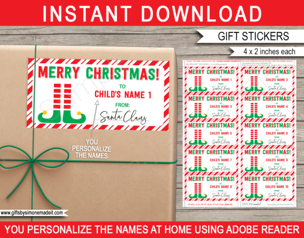 Christmas Gift Tags Template | Printable Gift Labels from Santa Claus