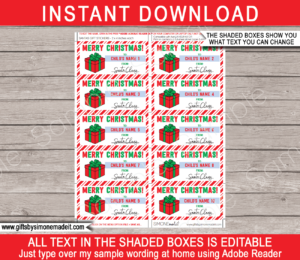 Christmas Gift Stickers Template | Printable Gift Tags from Santa Claus