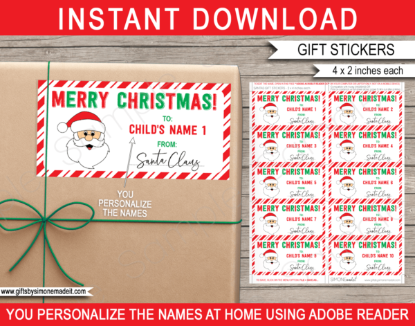 Christmas Gift Labels Template | Printable Gift Tags from Santa Claus