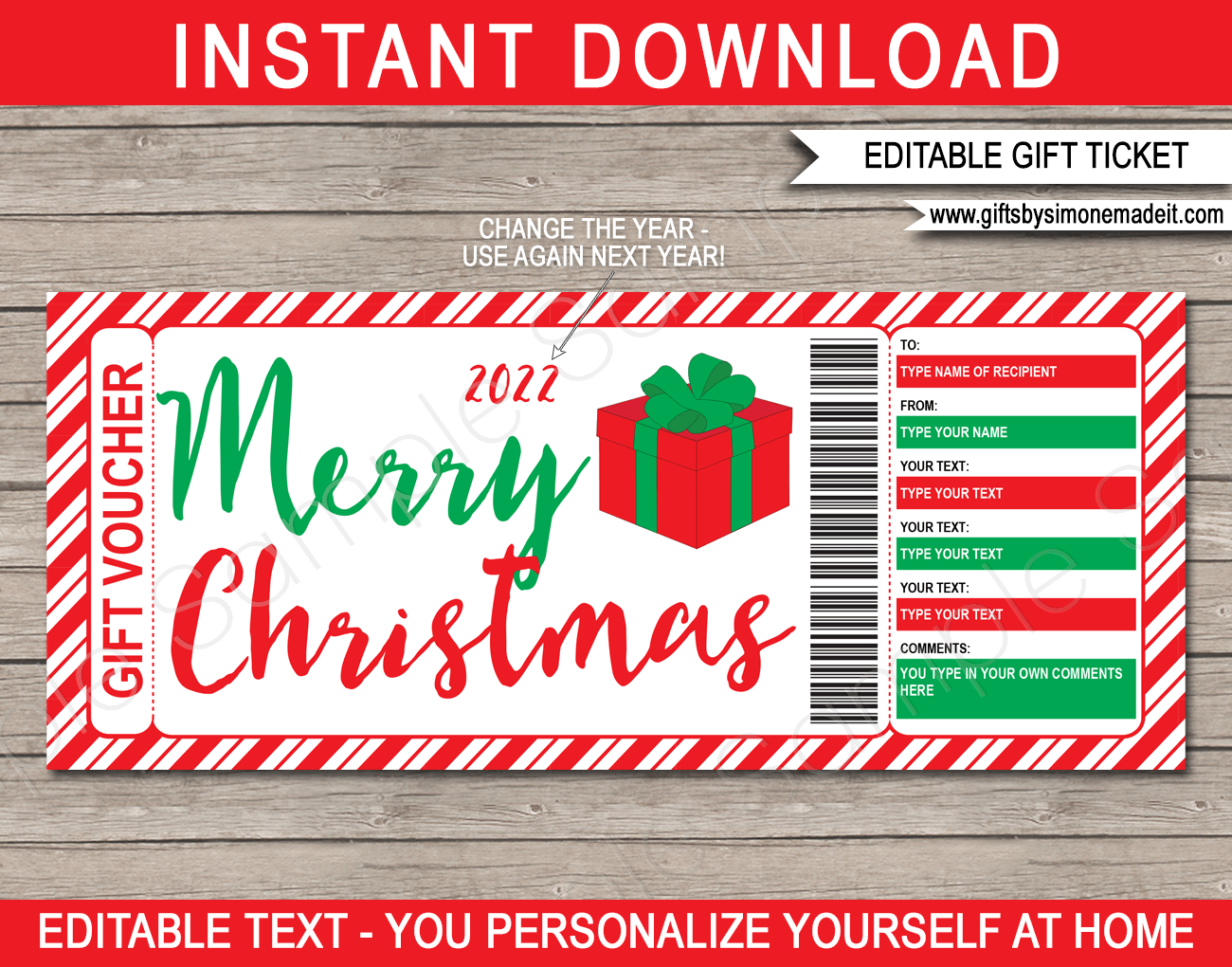 Christmas Gift Voucher Template | Editable & Printable Gift Certificate