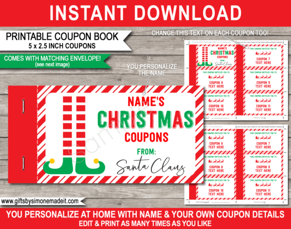 DIY Christmas Coupons Book Template | Printable Personalized Vouchers