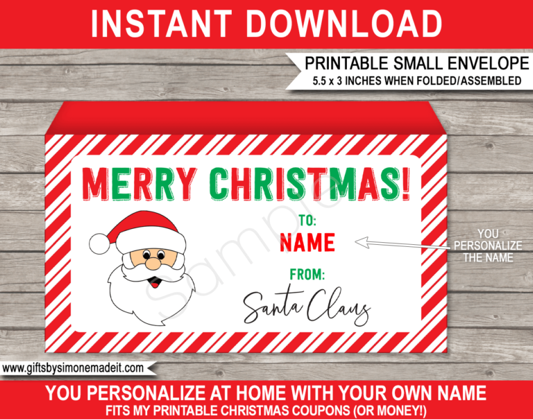 Christmas Envelope from Santa Template | Printable Personalized Gift