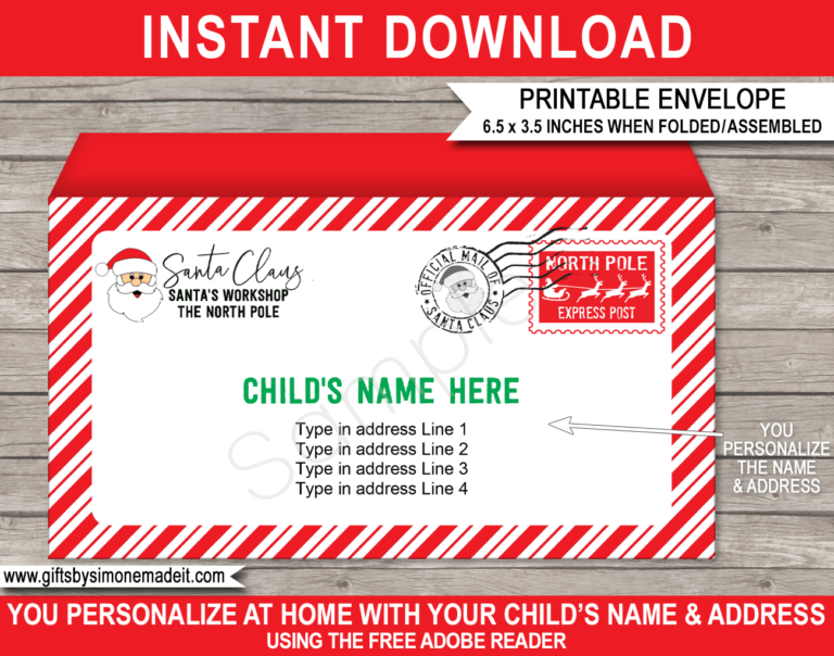 Printable Christmas Envelope Template | Santa's Workshop North Pole