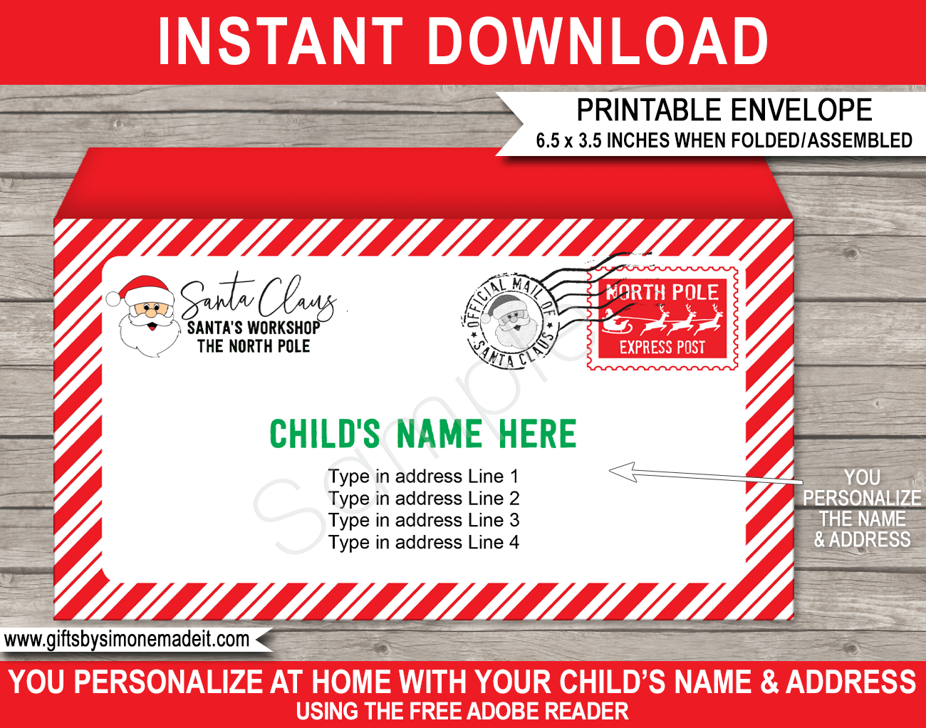 Downloadable Free Printable Santa Envelopes North Pole