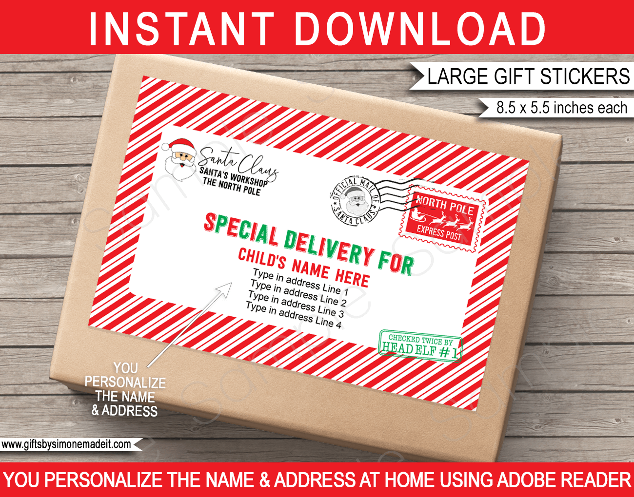 North Pole Special Delivery Tags, Printable PDF - My Party Design