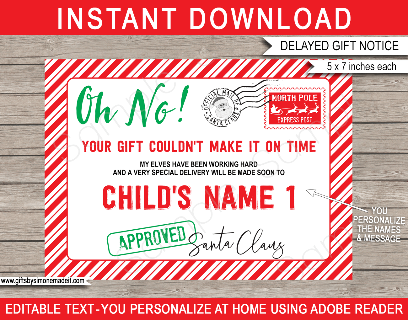 Santa's Official Naughty List Warning Certificate - red & green