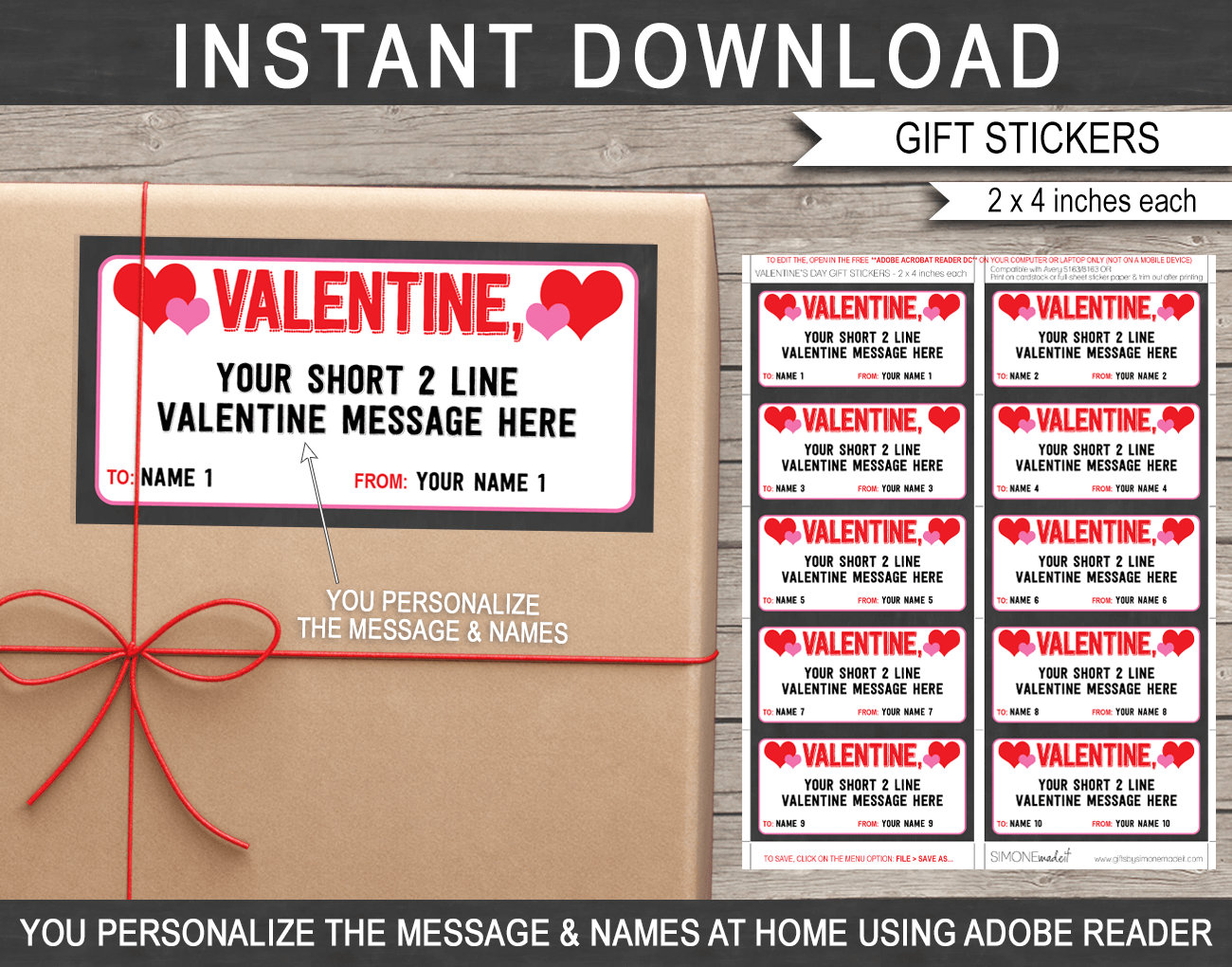 Valentines Day Gift Tags. Gift Tags for Valentine's Day. Printable